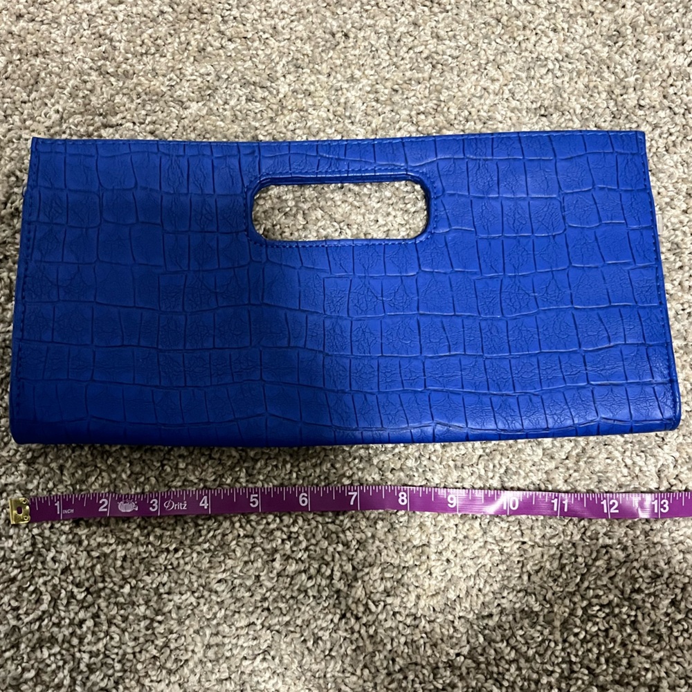 Giani Bernini Blue Embossed Clutch with Pink Interior